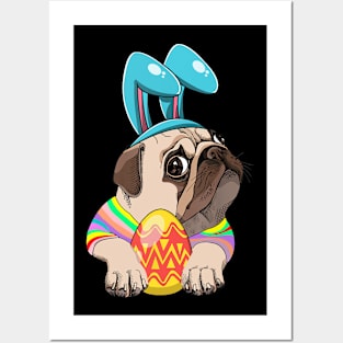 Funny pug egg Easter day dog costume Gift Boys Girls Kids Posters and Art